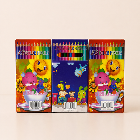 Wooden Colored Pencils – 12 Pack (12 Colors, Long)