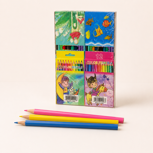 Wooden Colored Pencils – 12 Pack (12 Colors, Short)